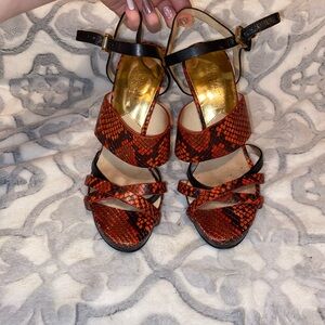 Stylish Red Snake Print Women's Sandals